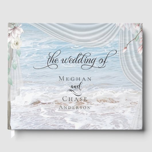 Modern Beach Waves Driftwood Arbour Gästebuch (Vorderseite)