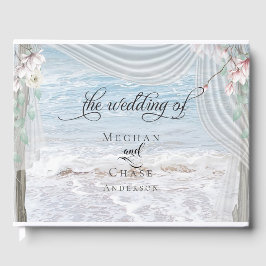 Modern Beach Waves Driftwood Arbour Gästebuch