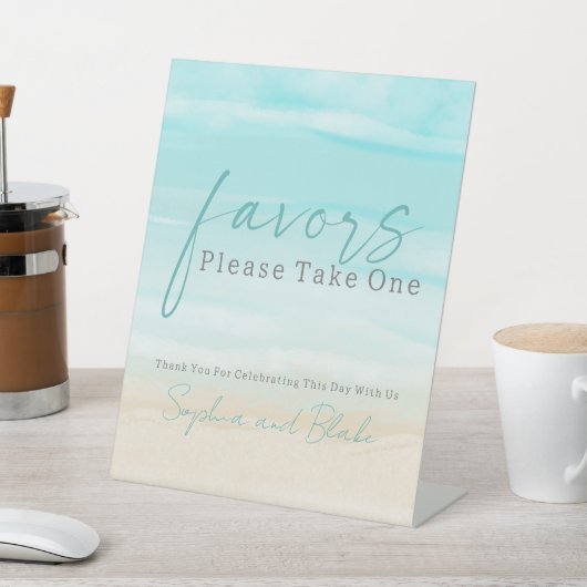 Modern Beach Wedding favorisiert Pedestal Sign Sockelschild (In SItu)