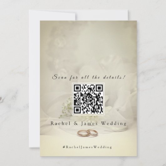 Modern Beach Wedding Invitation with QR Code Einladung (Rückseite)