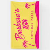 Modern Beach Yellow Pink Script 16. Geburtstag Banner (Vertikal)