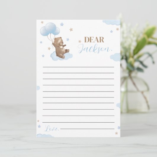 Modern Bear Birthday Time Capsule Message Card Dankeskarte (Stehend Vorderseite)