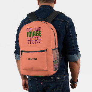MODERN BEARBEITBARES KORALLENORANGE BILDTEXTVORLAG BEDRUCKTER RUCKSACK