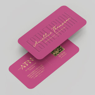 Modern Beautician Monogram Pink Gold Visitenkarte