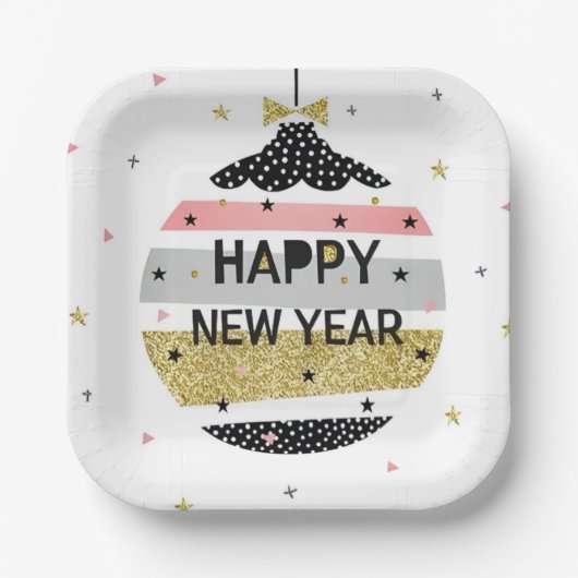 Modern Beautiful farbenfroh Neues Jahr Pappteller (Vorderseite)