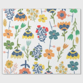 Modern beautiful flower pattern Pink yellow green Geschenkpapier (Flach)