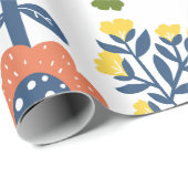 Modern beautiful flower pattern Pink yellow green Geschenkpapier (Rolleneckpunkt)