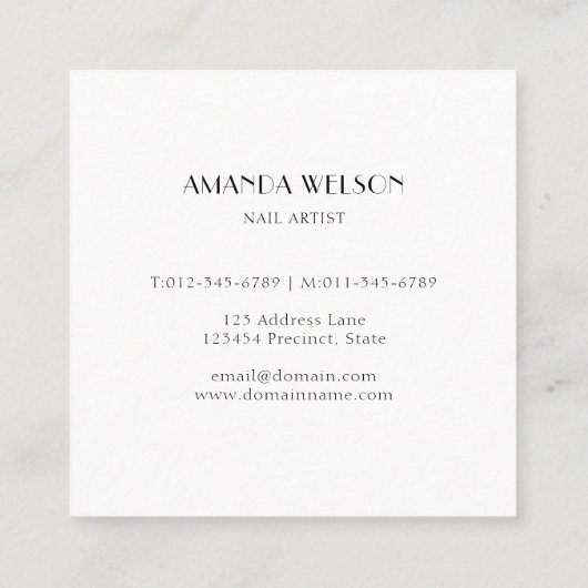 Modern Beauty Logo Nails Eyelashes Brows Quadratische Visitenkarte (Rückseite)