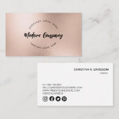 Modern Beauty Logo Template Rose Gold Custom Visitenkarte (Vorne/Hinten)