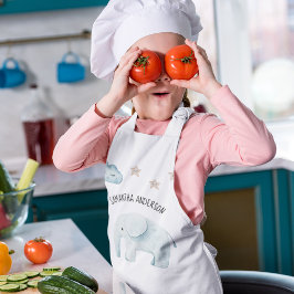 Modern Beauty Pastel Blue Elephant & Stars Kid Kinderschürze