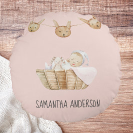 Modern Beauty Pastel Pink Name Rundes Kissen