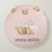 Modern Beauty Pastel Pink Name Rundes Kissen (Vorderseite)