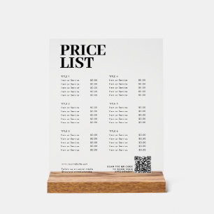 Modern Beauty Price List Menü Kleine Unternehmen Acrylschild