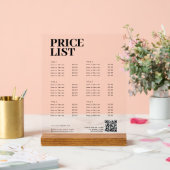 Modern Beauty Price List Menü Kleine Unternehmen Acrylschild (Hochzeit)