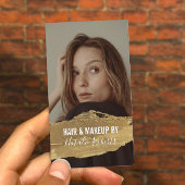 Modern Beauty Salon Gold Lipstick Foto Visitenkarte