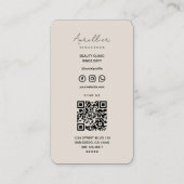 Modern Beauty Stylist Ästhetische Sand Beige Visitenkarte (Rückseite)