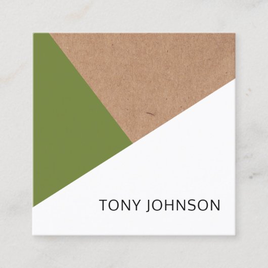 Modern bedruckte Kraft Olive Green Geometric Quadratische Visitenkarte (Vorderseite)