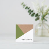 Modern bedruckte Kraft Olive Green Geometric Quadratische Visitenkarte (Stehend Vorderseite)