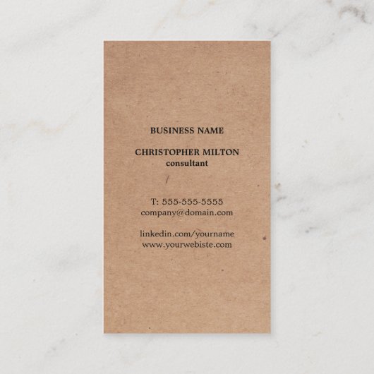 Modern bedruckte Kraft Textur Grau Bold Monogram Visitenkarte (Rückseite)