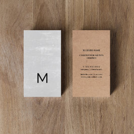 Modern bedruckte Kraft Textur Grau Bold Monogram Visitenkarte
