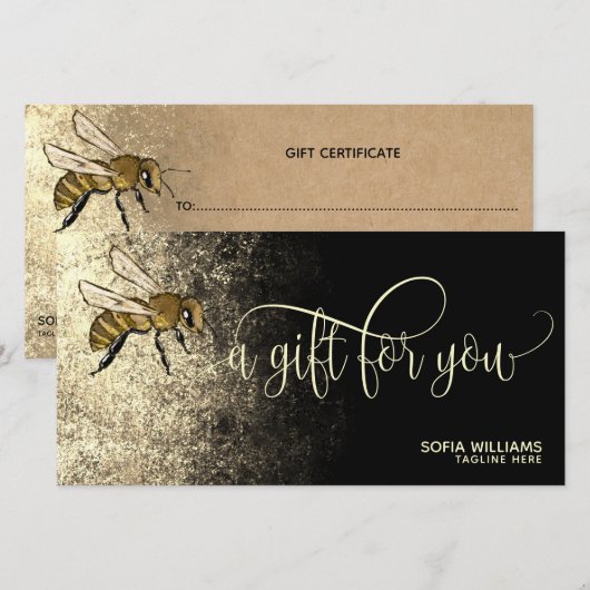 Modern Bee Honeybee Honey Gift Card (Vorne/Hinten)