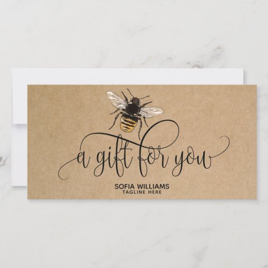 Modern Bee Honeybee Honey Gift Card (Vorderseite)