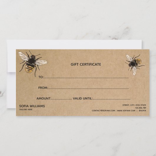 Modern Bee Honeybee Honey Gift Card (Rückseite)