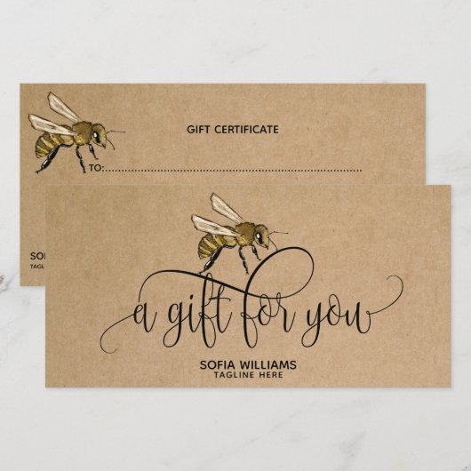 Modern Bee Honeybee Honey Gift Card (Vorne/Hinten)