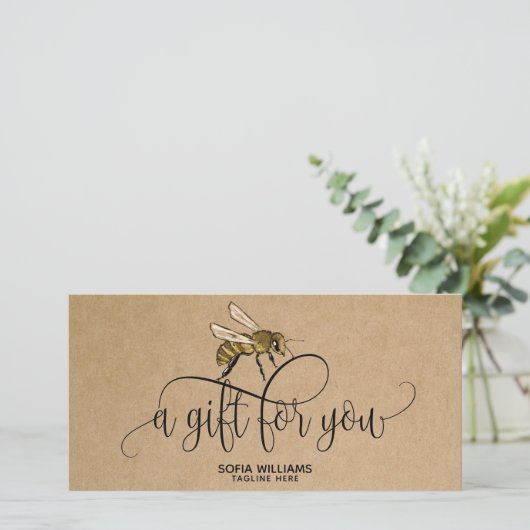 Modern Bee Honeybee Honey Gift Card (Stehend Vorderseite)