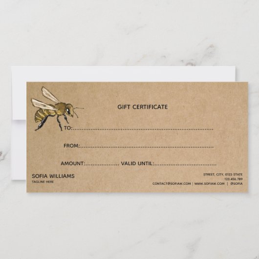 Modern Bee Honeybee Honey Gift Card (Rückseite)
