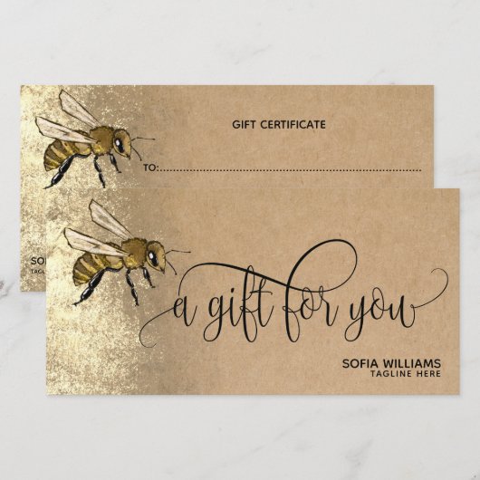 Modern Bee Honeybee Honey Gift Card (Vorne/Hinten)