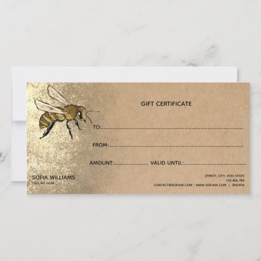 Modern Bee Honeybee Honey Gift Card (Rückseite)