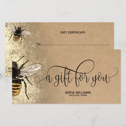 Modern Bee Honeybee Honey Gift Card (Vorne/Hinten)