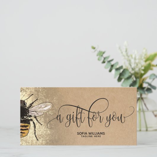 Modern Bee Honeybee Honey Gift Card (Stehend Vorderseite)