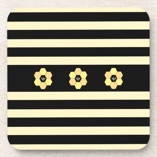 Modern Bee Honeycombs & Stripes Getränkeuntersetzer (Vorderseite)