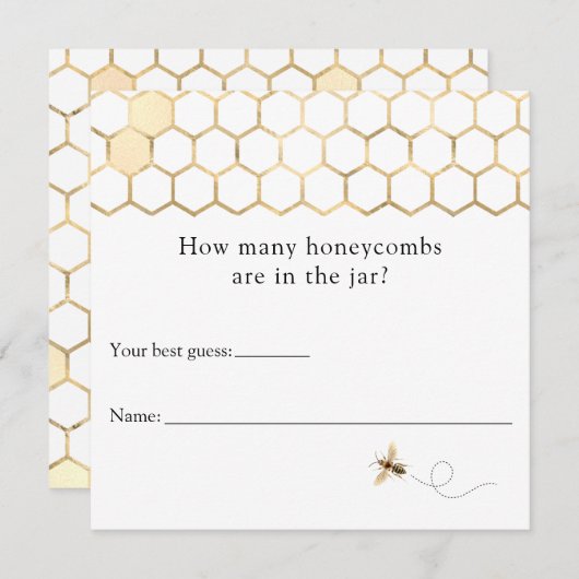 Modern Bee Wie viele Honeycombs-Karten Einladung (Vorne/Hinten)