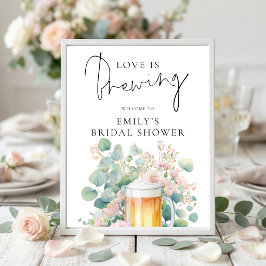 Modern Beer Love is Brewing Welcome Bridal Shower Poster