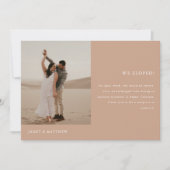 Modern Beige 2-Photo Elopement Wedding Reception Einladung (Vorderseite)