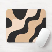 Modern Beige & Black Wave Mousepad (Mit Mouse)