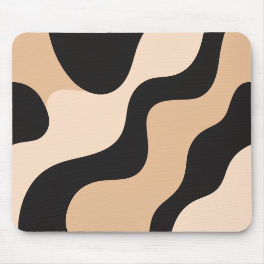 Modern Beige & Black Wave Mousepad (Vorne)
