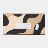 Modern Beige Black Wavy Abstract Desk Mat Schreibtischunterlage (Tastatur & Maus)