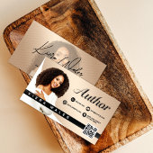 Modern Beige, Black & White Author Branding Visitenkarte