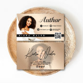 Modern Beige, Black & White Author Branding Visitenkarte