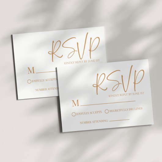 Modern Beige Boho Minimal Simple Wedding RSVP Card Karte