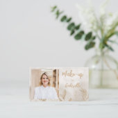 Modern Beige Botanical Boho Photo Script  Visitenkarte (Stehend Vorderseite)