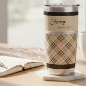 Modern Beige Fancy and Focused Boutique Plaid Thermobecher
