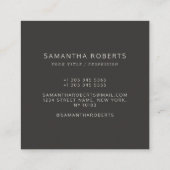 Modern beige gray simple add your logo quadratische visitenkarte (Rückseite)