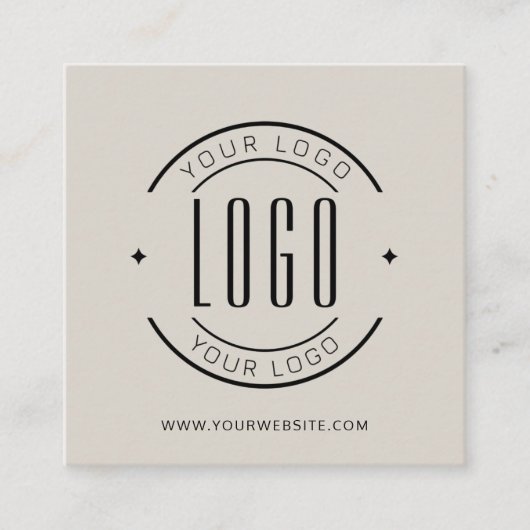 Modern beige gray simple add your logo quadratische visitenkarte (Vorderseite)