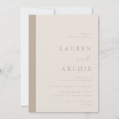 Modern Beige & Ivory Minimal Wedding Einladung (Vorderseite)