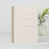 Modern Beige & Ivory Minimal Wedding Einladung (Stehend Vorderseite)